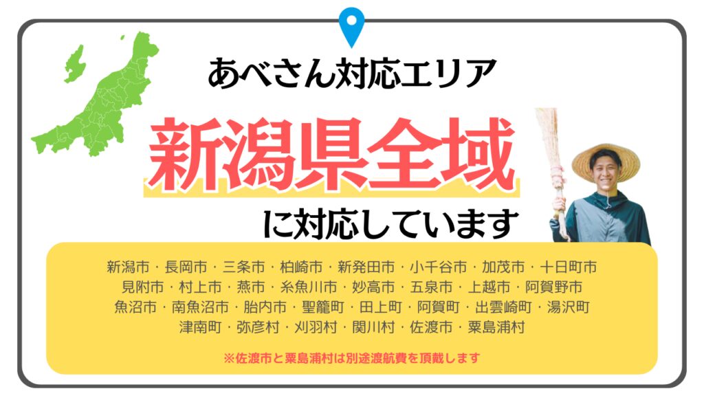 便利屋ありがとう、あべさんの新潟県対応エリア地図