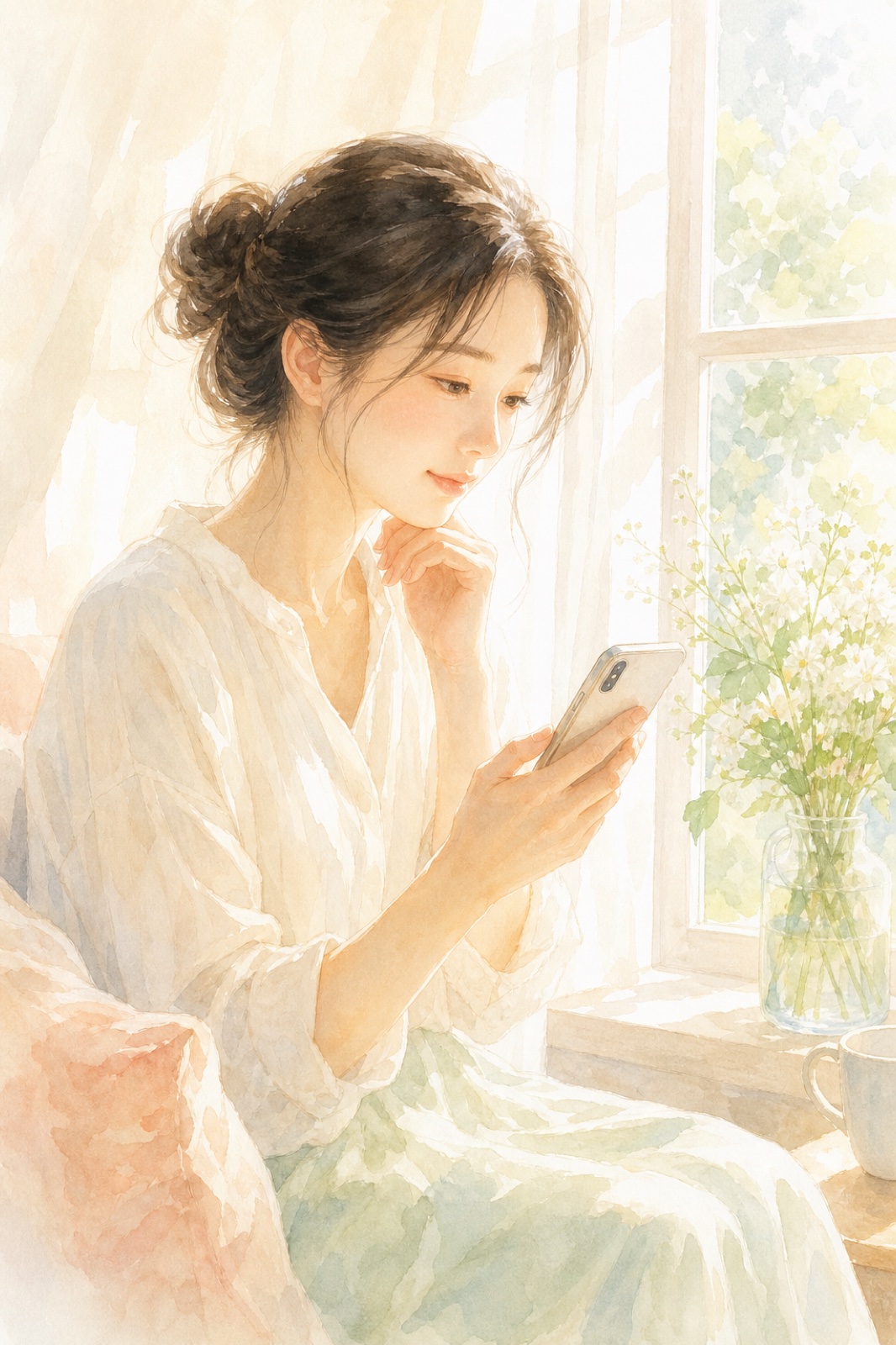 お墓参りに行けず実家のお墓を気にかける女性のイメージ