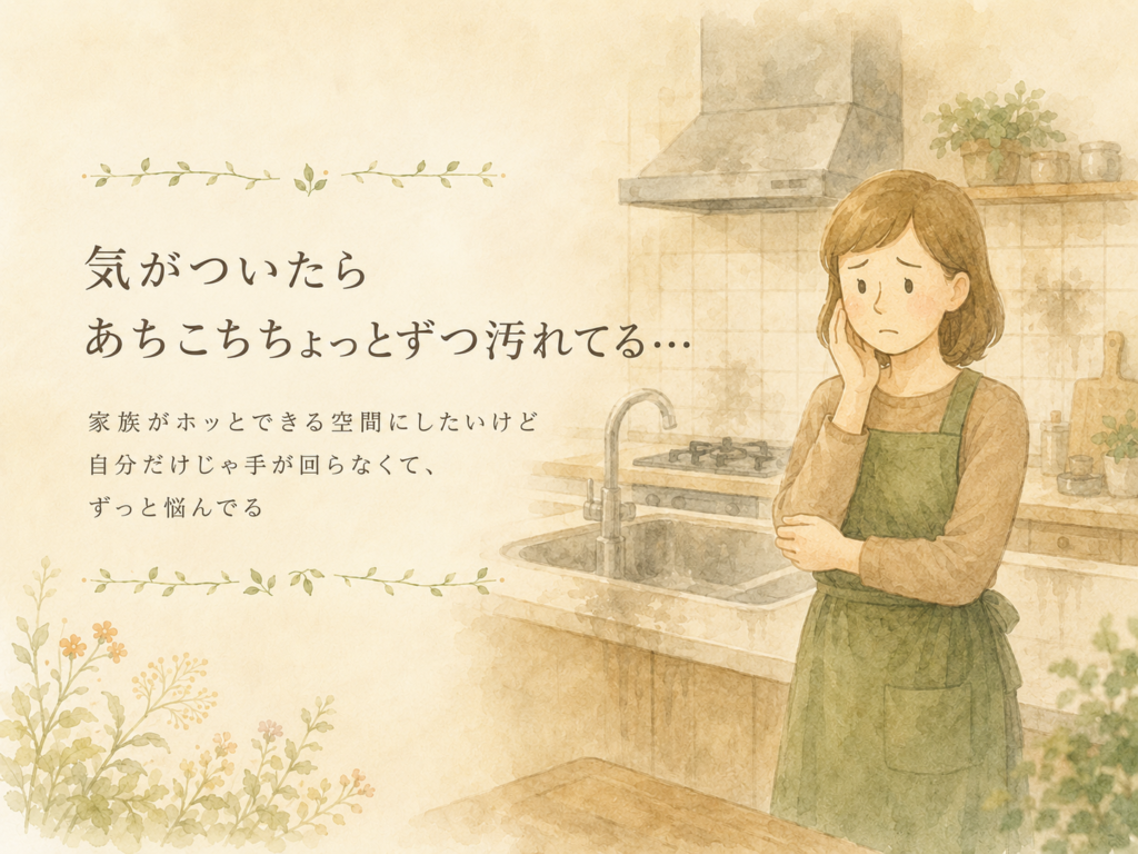 気がついたらお家のあちこちが少しずつ汚れて手が回らないお悩み