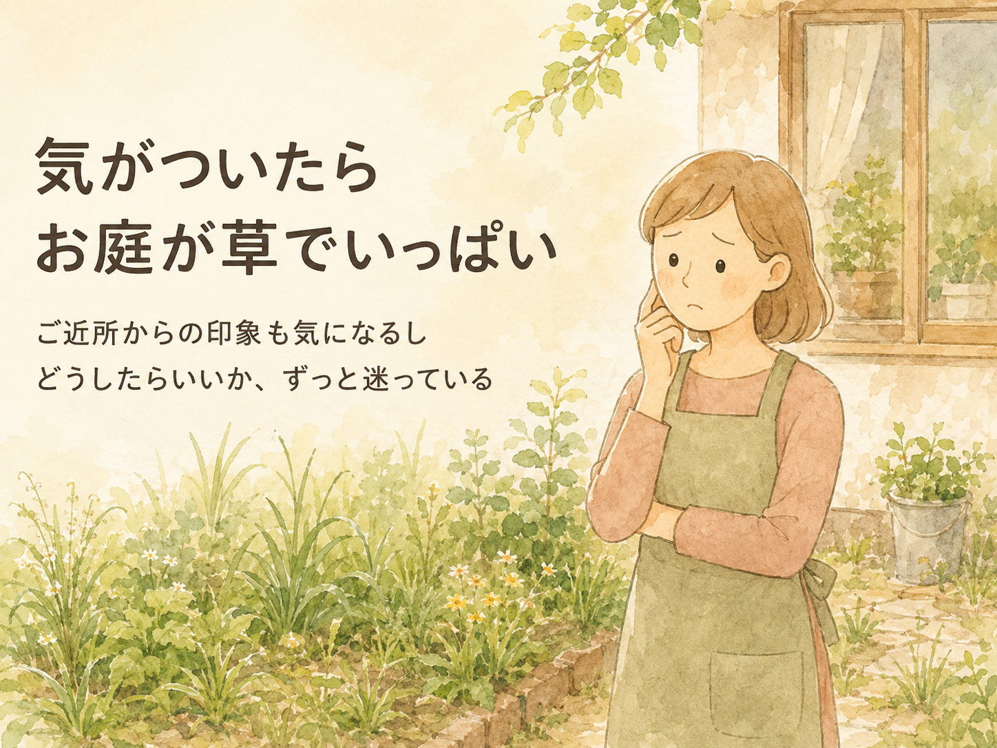 草でいっぱいになったお庭