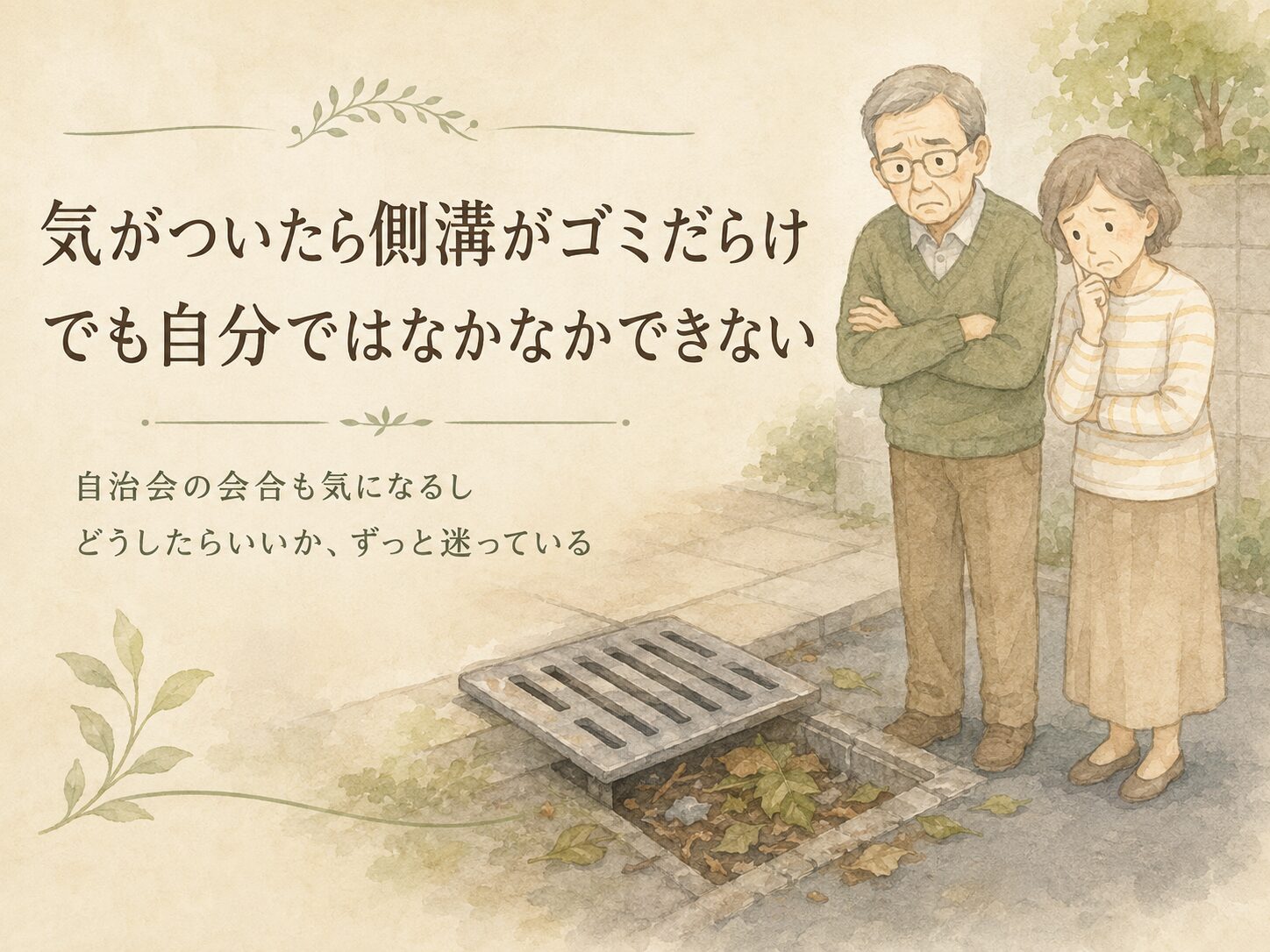 気がついたら側溝がゴミだらけで自分では掃除が難しい