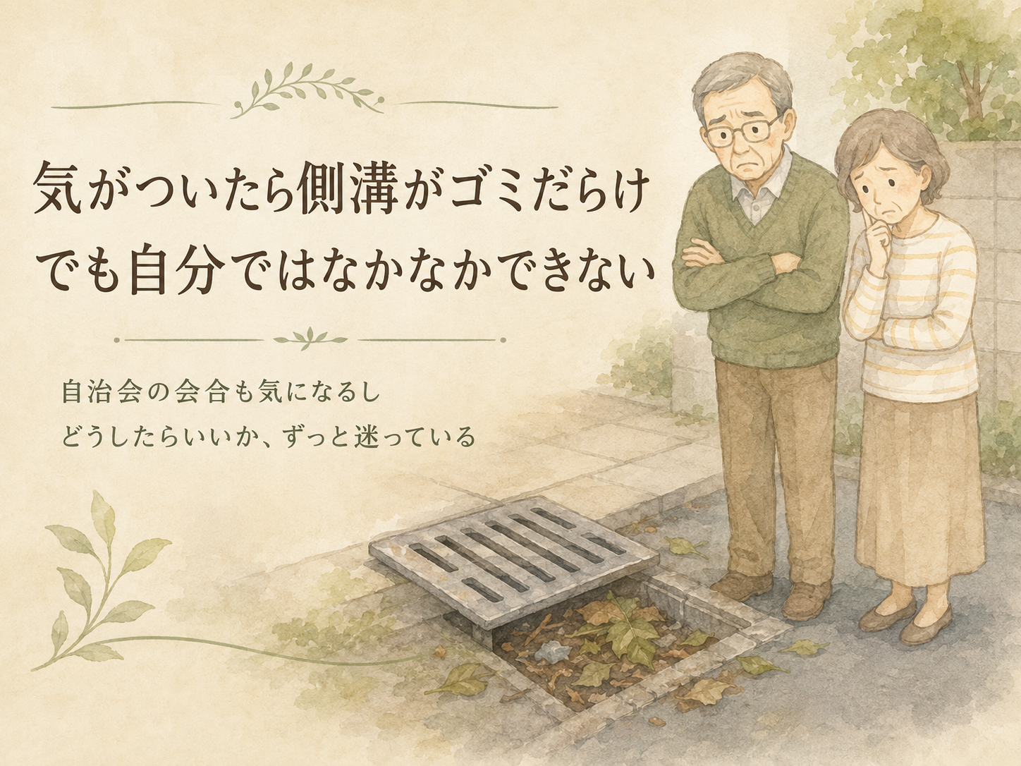 気がついたら側溝がゴミだらけで自分では掃除が難しい